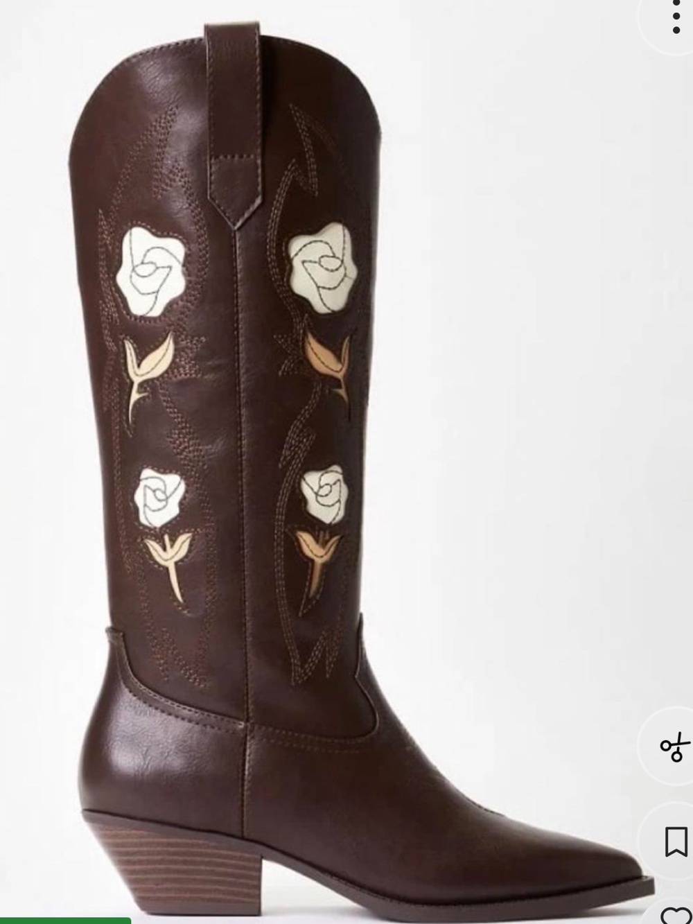 JustFab Brown Floral Applique Western Boots